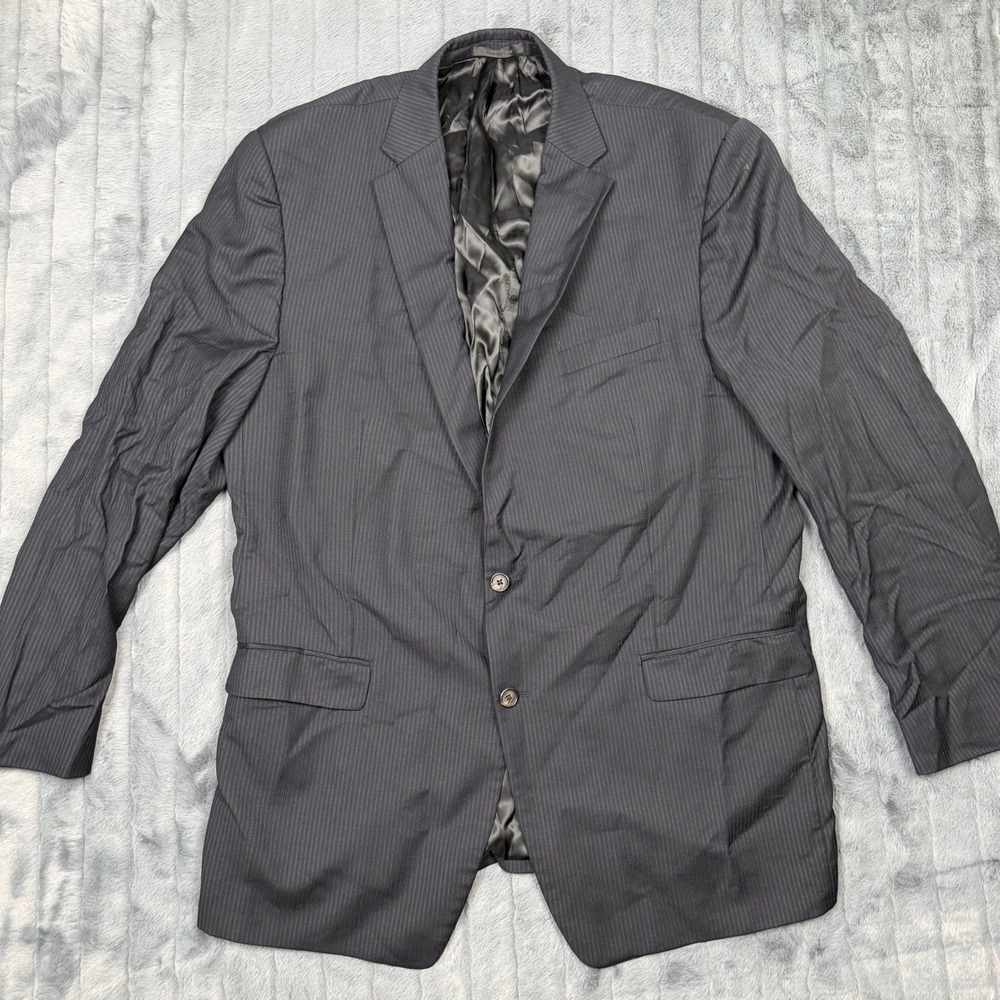 Lauren Ralph Lauren Mens Pinstripe Wool Blazer Suit Jacket Charcoal Gray 9233